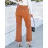 imageGRAPENT Corduroy Pants Women High Waisted Wide Leg Trendy Patch Pocket Fall Winter Dressy Casual Elastic Waist TrousersBurnt Orange