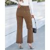 imageGRAPENT Corduroy Pants Women High Waisted Wide Leg Trendy Patch Pocket Fall Winter Dressy Casual Elastic Waist TrousersCocoa Brown