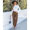 imageGRAPENT Corduroy Pants Women High Waisted Wide Leg Trendy Patch Pocket Fall Winter Dressy Casual Elastic Waist TrousersCocoa Brown
