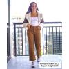 imageGRAPENT Corduroy Pants Women High Waisted Wide Leg Trendy Patch Pocket Fall Winter Dressy Casual Elastic Waist TrousersCoffee Brown