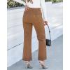 imageGRAPENT Corduroy Pants Women High Waisted Wide Leg Trendy Patch Pocket Fall Winter Dressy Casual Elastic Waist TrousersCoffee Brown
