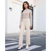 imageGRAPENT Corduroy Pants Women High Waisted Wide Leg Trendy Patch Pocket Fall Winter Dressy Casual Elastic Waist TrousersTurtledove