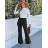 imageGRAPENT Corduroy Pants for Women Flare High Waisted Fall Winter Elastic Waist Stretchy Work Casual Trendy Wide Leg PantsBlack