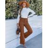imageGRAPENT Corduroy Pants for Women Flare High Waisted Fall Winter Elastic Waist Stretchy Work Casual Trendy Wide Leg PantsPecan Brown