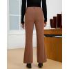 imageGRAPENT Corduroy Pants for Women Flare High Waisted Fall Winter Elastic Waist Stretchy Work Casual Trendy Wide Leg PantsPecan Brown