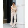imageGRAPENT Corduroy Pants for Women Flare High Waisted Fall Winter Elastic Waist Stretchy Work Casual Trendy Wide Leg PantsTurtledove