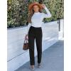 imageGRAPENT Corduroy Pants for Women High Wasited Straight Leg Elastic Waist Stretchy Casual Work Pants Fall Winter TrousersBlack