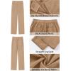 imageGRAPENT Corduroy Pants for Women High Wasited Straight Leg Elastic Waist Stretchy Casual Work Pants Fall Winter TrousersPale Khaki