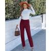 imageGRAPENT Corduroy Pants for Women High Wasited Straight Leg Elastic Waist Stretchy Casual Work Pants Fall Winter TrousersWine Red