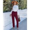 imageGRAPENT Corduroy Pants for Women High Wasited Straight Leg Elastic Waist Stretchy Casual Work Pants Fall Winter TrousersWine Red