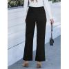 imageGRAPENT Corduroy Wide Leg Pants Woman High Waisted Trendy Fall Work Casual Elastic Waist Duo Button Welt Pocket TrousersBlack