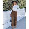 imageGRAPENT Corduroy Wide Leg Pants Woman High Waisted Trendy Fall Work Casual Elastic Waist Duo Button Welt Pocket TrousersCocoa Brown