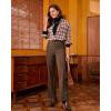 imageGRAPENT Corduroy Wide Leg Pants Woman High Waisted Trendy Fall Work Casual Elastic Waist Duo Button Welt Pocket TrousersCocoa Brown