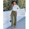 imageGRAPENT Corduroy Wide Leg Pants Woman High Waisted Trendy Fall Work Casual Elastic Waist Duo Button Welt Pocket TrousersOlive Green