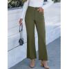 imageGRAPENT Corduroy Wide Leg Pants Woman High Waisted Trendy Fall Work Casual Elastic Waist Duo Button Welt Pocket TrousersOlive Green
