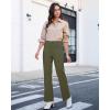 imageGRAPENT Corduroy Wide Leg Pants Woman High Waisted Trendy Fall Work Casual Elastic Waist Duo Button Welt Pocket TrousersOlive Green