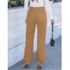 imageGRAPENT Corduroy Wide Leg Pants Woman High Waisted Trendy Fall Work Casual Elastic Waist Duo Button Welt Pocket TrousersTan