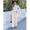 imageGRAPENT Corduroy Wide Leg Pants Woman High Waisted Trendy Fall Work Casual Elastic Waist Duo Button Welt Pocket TrousersTurtledove