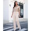 imageGRAPENT Corduroy Wide Leg Pants Woman High Waisted Trendy Fall Work Casual Elastic Waist Duo Button Welt Pocket TrousersTurtledove