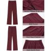 imageGRAPENT Corduroy Wide Leg Pants Woman High Waisted Trendy Fall Work Casual Elastic Waist Duo Button Welt Pocket TrousersWine Red