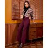 imageGRAPENT Corduroy Wide Leg Pants Woman High Waisted Trendy Fall Work Casual Elastic Waist Duo Button Welt Pocket TrousersWine Red