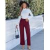 imageGRAPENT Corduroy Wide Leg Pants Woman High Waisted Trendy Fall Work Casual Elastic Waist Duo Button Welt Pocket TrousersWine Red