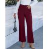 imageGRAPENT Corduroy Wide Leg Pants Woman High Waisted Trendy Fall Work Casual Elastic Waist Duo Button Welt Pocket TrousersWine Red