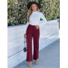 imageGRAPENT Corduroy Wide Leg Pants Woman High Waisted Trendy Fall Work Casual Elastic Waist Duo Button Welt Pocket TrousersWine Red
