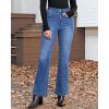 imageGRAPENT Flare Jeans for Women High Waisted Trendy Wide Leg Embellished Rhinestone Sparkly Concert Stretchy Denim PantsClassic Blue