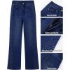 imageGRAPENT Flare Jeans for Women High Waisted Trendy Wide Leg Embellished Rhinestone Sparkly Concert Stretchy Denim PantsDarkness Blue
