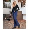 imageGRAPENT Flare Jeans for Women High Waisted Trendy Wide Leg Embellished Rhinestone Sparkly Concert Stretchy Denim PantsDarkness Blue