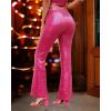 imageGRAPENT Sequin Pants for Women Flare High Waisted Pull On Elastic Waist Party Club Night Out Dance Stretch Sparkly PantsHot Pink
