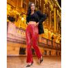 imageGRAPENT Sequin Pants for Women Flare High Waisted Pull On Elastic Waist Party Club Night Out Dance Stretch Sparkly PantsRed