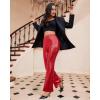 imageGRAPENT Sequin Pants for Women Flare High Waisted Pull On Elastic Waist Party Club Night Out Dance Stretch Sparkly PantsRed