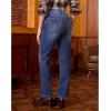 imageGRAPENT Straight Leg Jeans for Women Trendy High Waisted Classic Stretchy Denim Pants Casual Trouser Jeans with PocketsDark Atlantic Blue