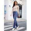 imageGRAPENT Straight Leg Jeans for Women Trendy High Waisted Classic Stretchy Denim Pants Casual Trouser Jeans with PocketsDark Atlantic Blue