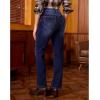 imageGRAPENT Straight Leg Jeans for Women Trendy High Waisted Classic Stretchy Denim Pants Casual Trouser Jeans with PocketsDarkness Blue