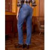 imageGRAPENT Straight Leg Jeans for Women Trendy High Waisted Classic Stretchy Denim Pants Casual Trouser Jeans with PocketsTimeless Blue
