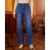 imageGRAPENT Wide Leg Jeans Woman High Waisted Trendy Stretchy Denim Pants Classic Trouser Jeans with Slash PocketsDark Atlantic Blue