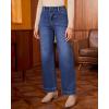 imageGRAPENT Wide Leg Jeans Woman High Waisted Trendy Stretchy Denim Pants Classic Trouser Jeans with Slash PocketsDark Atlantic Blue