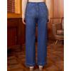 imageGRAPENT Wide Leg Jeans Woman High Waisted Trendy Stretchy Denim Pants Classic Trouser Jeans with Slash PocketsDark Atlantic Blue