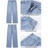 imageGRAPENT Wide Leg Jeans Woman High Waisted Trendy Stretchy Denim Pants Classic Trouser Jeans with Slash PocketsLakeside Blue