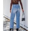 imageGRAPENT Wide Leg Jeans Woman High Waisted Trendy Stretchy Denim Pants Classic Trouser Jeans with Slash PocketsMedium Blue