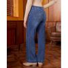 imageGRAPENT Wide Leg Jeans Woman High Waisted Trendy Stretchy Denim Pants Classic Trouser Jeans with Slash PocketsTimeless Blue