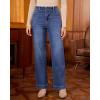 imageGRAPENT Wide Leg Jeans Woman High Waisted Trendy Stretchy Denim Pants Classic Trouser Jeans with Slash PocketsTimeless Blue