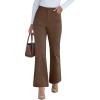 imageGRAPENT Corduroy Pants for Women Flare High Waisted Fall Winter Elastic Waist Stretchy Work Casual Trendy Wide Leg PantsCocoa Brown