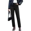 imageGRAPENT Corduroy Pants for Women High Wasited Straight Leg Elastic Waist Stretchy Casual Work Pants Fall Winter TrousersBlack