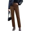 imageGRAPENT Corduroy Pants for Women High Wasited Straight Leg Elastic Waist Stretchy Casual Work Pants Fall Winter TrousersCocoa Brown