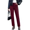 imageGRAPENT Corduroy Pants for Women High Wasited Straight Leg Elastic Waist Stretchy Casual Work Pants Fall Winter TrousersWine Red