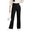 imageGRAPENT Corduroy Wide Leg Pants Woman High Waisted Trendy Fall Work Casual Elastic Waist Duo Button Welt Pocket TrousersBlack
